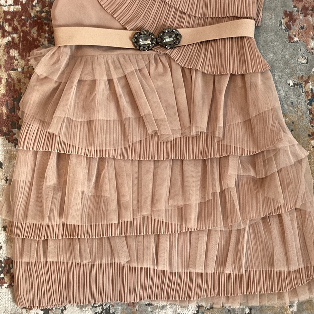 Bcbgmaxazria Taupe Ruffle One-Shoulder Mini - Picture 3 of 10